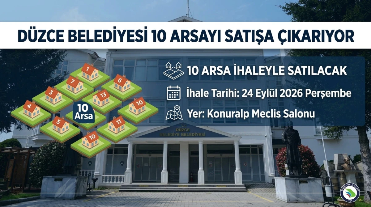 D&uuml;zce Belediyesi M&uuml;lkiyetindeki 10 Arsayı Satışa &Ccedil;ıkarıyor 