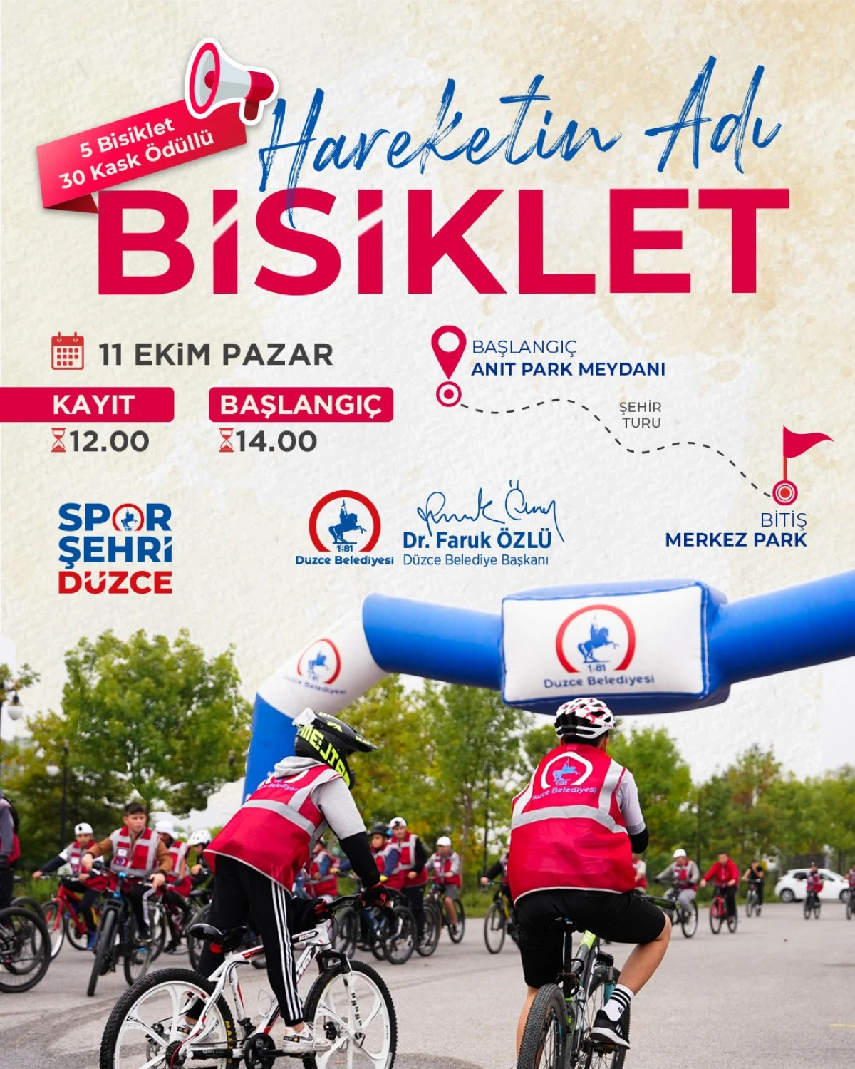 D&uuml;zce'de Bisiklet Tutkunları Şehir Turunda Buluşuyor