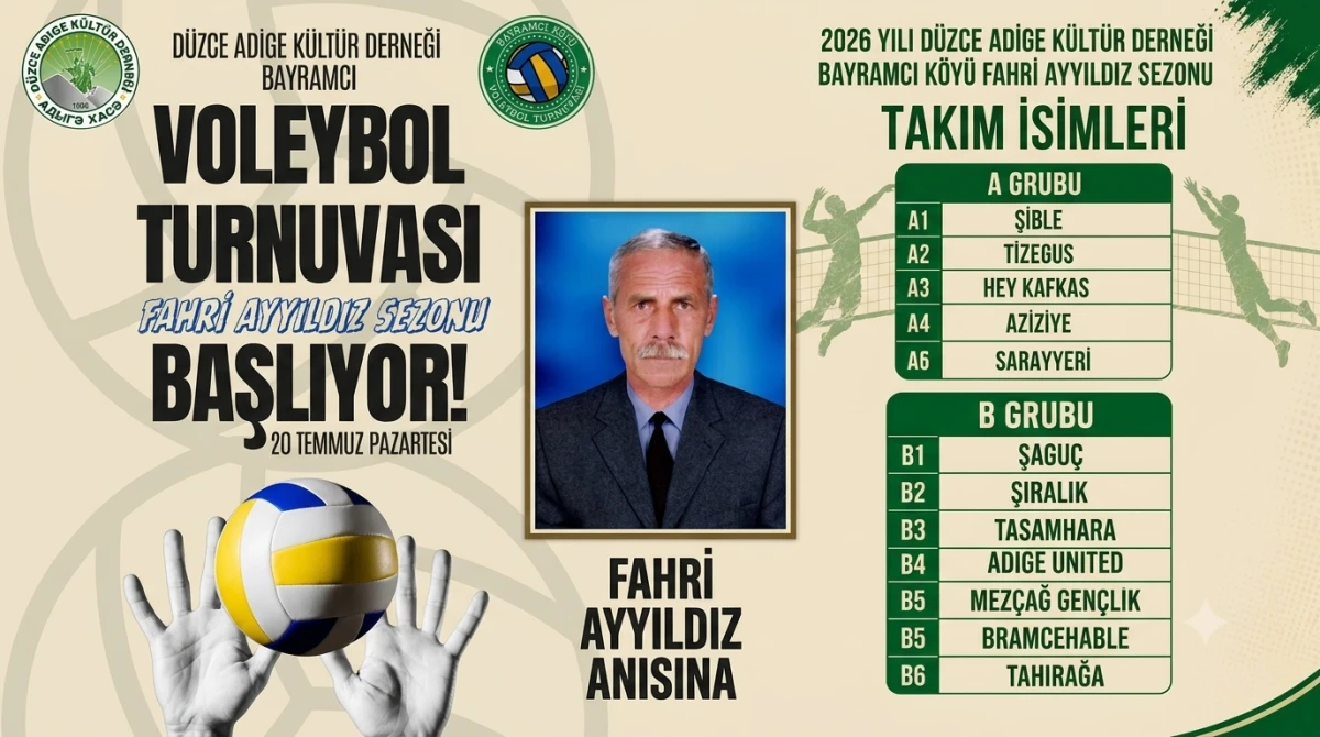 D&uuml;zce'de &Ccedil;erkes k&ouml;yleri voleybol turnuvası 20. kez başlıyor.