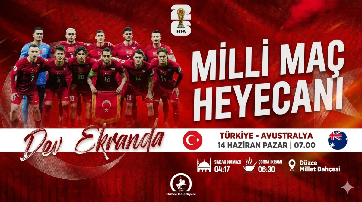 D&uuml;zce'de Milli Ma&ccedil; Heyecanı:  Millet Bah&ccedil;esi'nde Buluşuluyor