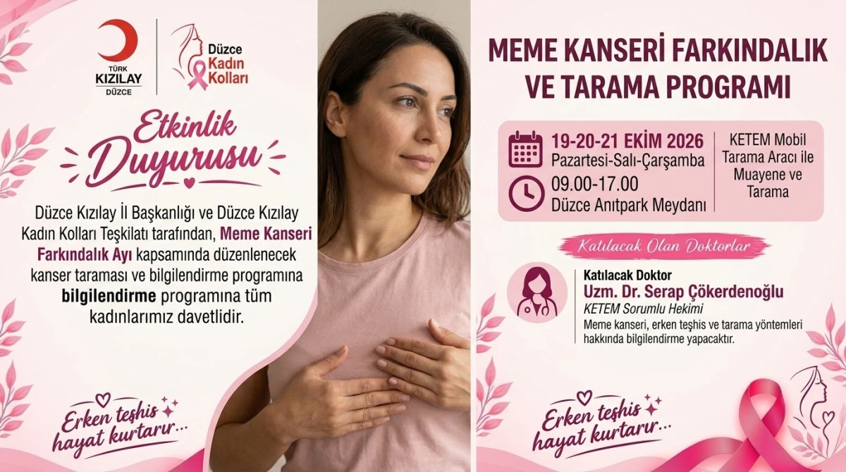 Kızılay D&uuml;zce&rsquo;den Anıtpark'ta &Uuml;cretsiz Kanser Taraması