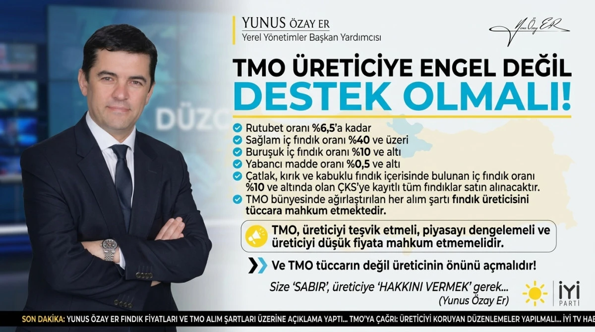 Yunus &Ouml;zay Er&rsquo;den TMO&rsquo;ya Fındık Alım Şartı Tepkisi 